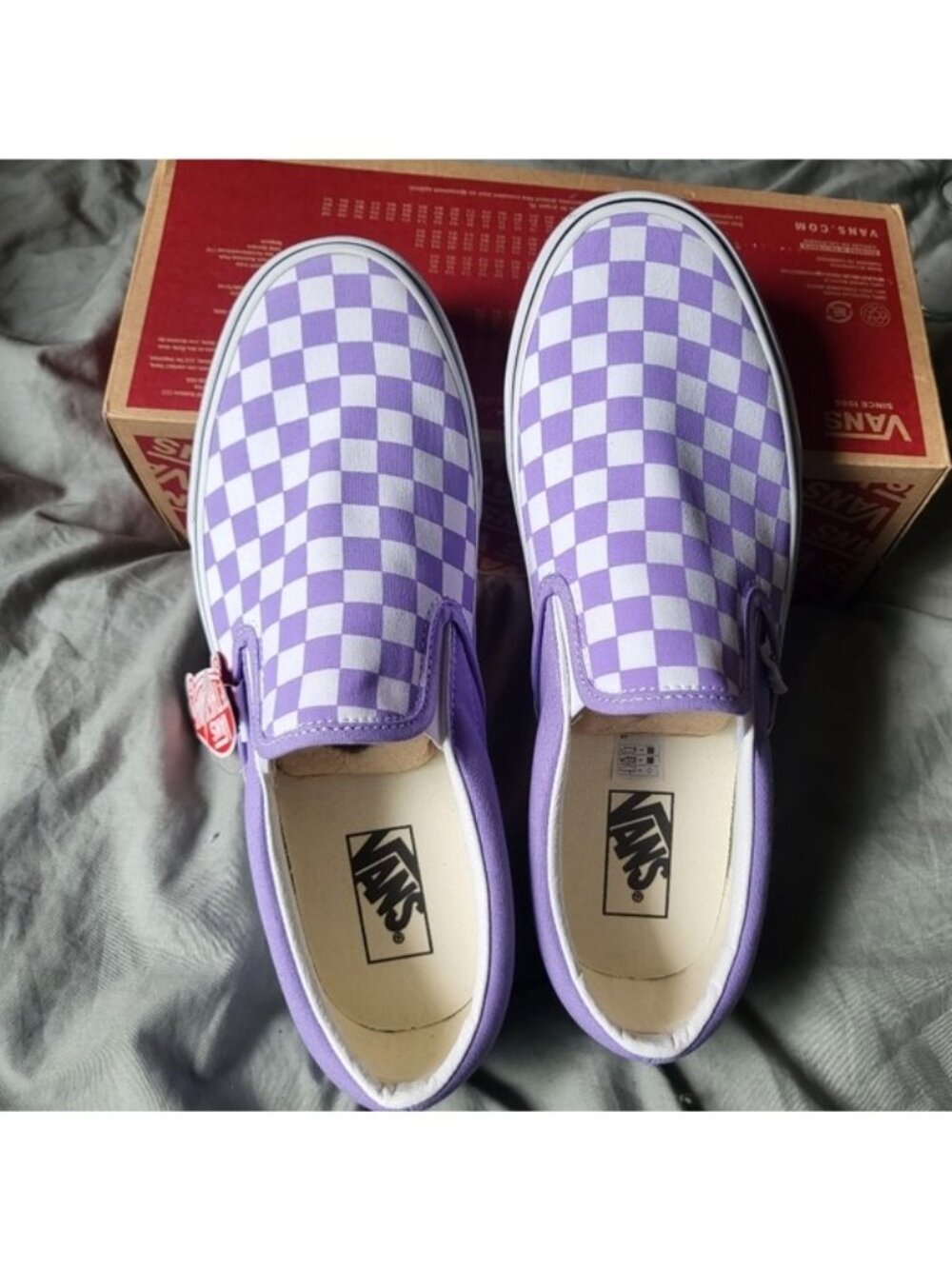 Vans Canvas Slip On Men 12 Checkerboard Violet Tulip Classic 062026 - Picture 3 of 7